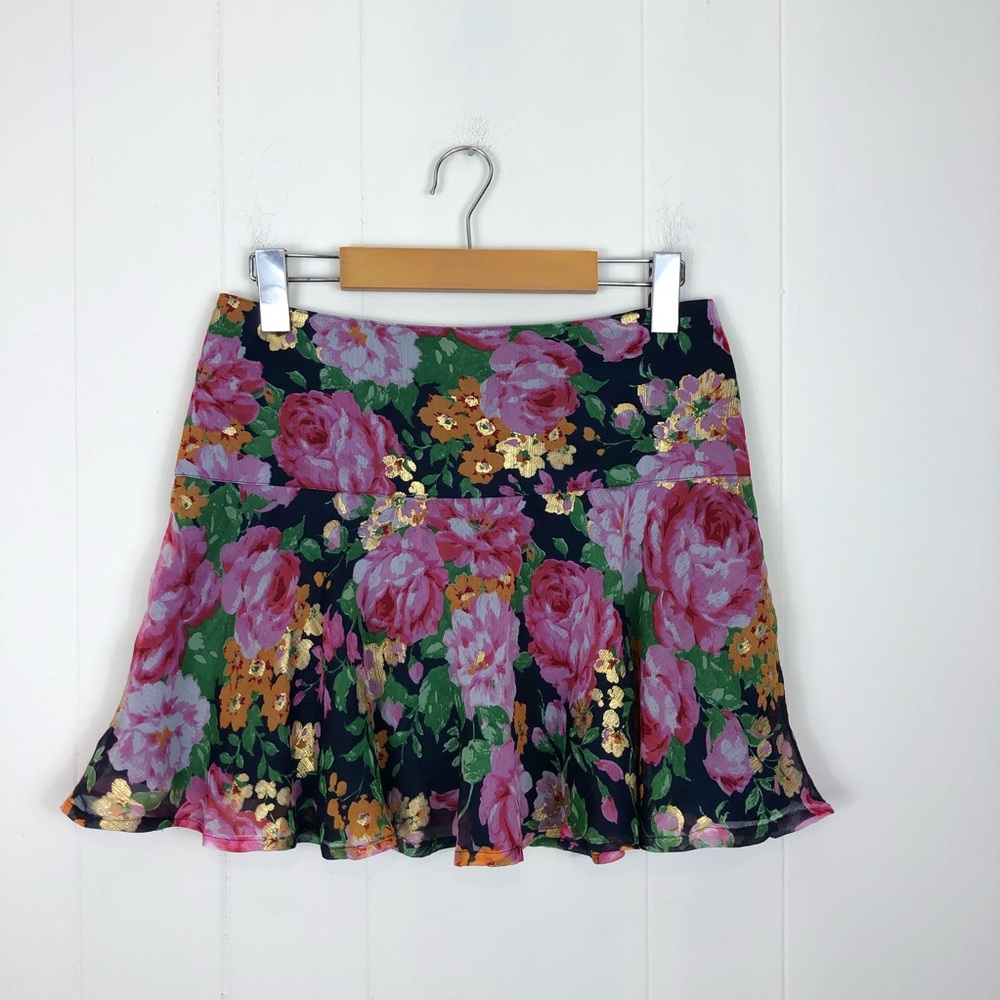 Abercrombie‎ & Fitch Floral Ruffled Mini Skirt Sz 2